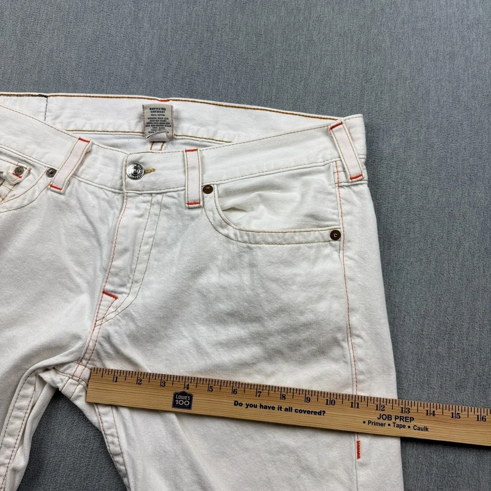Vintage True Religion Jeans Men 38 Fit 38X33 White Straight Flap Pocket Made USA